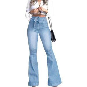 High Waisted Flare Jeans for Women #024_light Blue(with Belt)